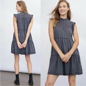 Anthropologie Jenee Tiered Tunic Dress Size S gray